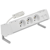 SIMON 480 TS48-410E300K0-30 Biurkowy zestaw gniazd 3 gn. typ E i płytka dla 2 złączy RJ45 keystone;