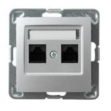 IMPRESJA Gniazdo komputerowe podwójne, kat. 5e MMC - kolor srebro