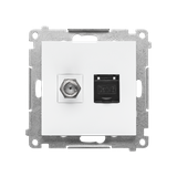 Simon 55 Gniazdo antenowe typu /F/+RJ45 kat.6 Biały mat