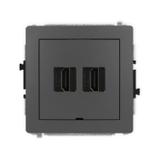 DECO Mechanizm gniazda podwójnego HDMI 2.0, bez pola opisowego grafitowy mat