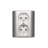 Simon 54 Gniazdo podwójne Schuko podtynkowe z przesłonami torów prądowych wersja skandynawska 16A 250V zaciski śrubowe brąz mat EGSZ2PZ/46 EGSZ2PZ/43 KONTAKT