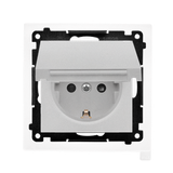 Simon 55 Gniazdo Schuko do wersji IP44 z przesłonami z uszczelką ramki szybkozłączka Klapka W kolorze pokrywy Aluminium mat TGSZ1BCZ.01/143 KONTAKT