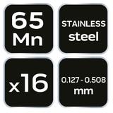 Szczelinomierz 16 listków odgiętych (0.127 - 0.508mm) 65MN/stal nierdzewna
