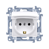 Simon 10 Gniazdo Schuko IP44 z uszczelką - klapka w kol. pokrywy 16A z. śrub. biały