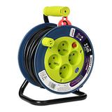 Przedłużacz bębnowy MINI 4 gniazda metalowy stojak polwinit H05VV-F 3x1mm2 długość 15m limonkowy OR-