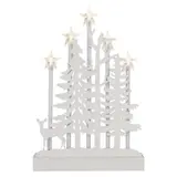 Dekoracje - świecznik biały 5 LED 35,5 cm, 2x AA ciepła biel, IP20, timer