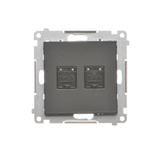 Simon 55 Gniazdo komputerowe podwójne RJ45 kategoria 6 z przesłoną przeciwkurzową Czarny mat T62.01/149 KONTAKT