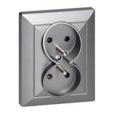 Gniazdo podwójne podtynkowe 2x2P+Z Pearl, 16A, 250V, PT-6 P, antracyt