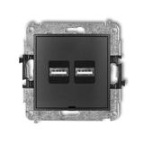MINI Ładowarka USB podwójna 2xUSB A, 15,5W max., 5V, 3.1A, bez pola opisowego grafitowy 11MCUSBBO-6 KARLIK