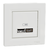 Asfora, gniazdo ładowania USB A+C 2,4A, z ramką, białe