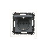 Simon 55 Gniazdo Schuko do wersji IP44 z przesłonami z uszczelką ramki szybkozłączka Klapka W kolorze pokrywy Grafitowy mat TGSZ1BCZ.01/116 KONTAKT