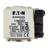 FUSE 100A 690V 1*BKN/50 AR UC Wkładka szybka 100A AC 690V rozmiar 1 45x59x51 mm aR, 170M3462 EATON