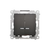 Simon 54 Łącznik świecznikowy z podświetleniem LED i do wersji IP44 10A 250V szybkozłączka czarny *Posiada wkładkę DU1W DW5BL.01/49 KONTAKT