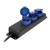 Przedłużacz warsztatowy bryzgoszczelny IP44, 3 gniazda 2P+Z schuko, przewód gumowy, H05RR-F 3x1,5mm2