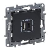 NILOE SELECTION - GNIAZDO 2 X USB TYP A+C - 3 A ANTRACYT, Legrand