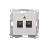 Simon 55 Gniazdo światłowodowe / optyczne podwójne SC/APC Jasnoszary mat