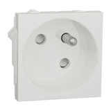 Nowa Unica, Gniazdo 2P+PE 45s z przesłonami, zaciski bezgwintowe, białe