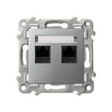 SZAFIR Gniazdo komputerowe podwójne, kat. 5e MMC - kolor srebro