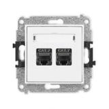 ICON Mechanizm gniazda komputerowego podwójnego 2xRJ45, kat. 7, ekranowany, 8-stykowy biały mat