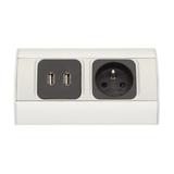 Gniazdo meblowe 1x2P+Z, 2xUSB (typ A, 2,1A) OR-AE-1310 ORNO