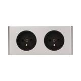 Gniazdo meblowe podszafkowe, 2x2P+Z srebrne