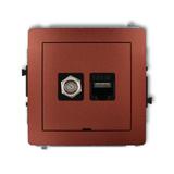 DECO Mechanizm gniazda antenowego poj. typu F (SAT) + gniazda komp. poj. 1xRJ45, kat. 5e, 8-stykowy,