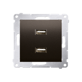 Simon 54 Ładowarka 2 x USB 2.1 A 5V DC 230V brąz mat