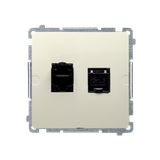 Simon Basic Gniazdo komputerowe RJ45 kategoria 6 podwójne ekranowane z przesłoną przeciwkurzową Mont