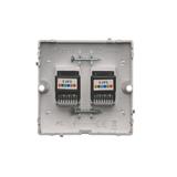 Simon Basic Gniazdo telefoniczne RJ12 podwójne Montaż gniazda na wkręty do puszki srebrny mat