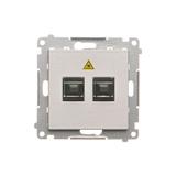 Simon 55 Gniazdo światłowodowe / optyczne podwójne SC/APC Aluminium mat TGS2.01/143 KONTAKT