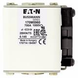 FUSE 700A 1000V 2BKN/75 AR UR Wkładka szybka 700A AC 1000V rozmiar 2 59x77x75 mm aR IEC UL 170M5960
