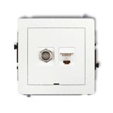 DECO Mechanizm gniazda antenowego poj. typu F (SAT) + gniazda komp. poj. 1xRJ45, kat. 5e, 8-stykowy,