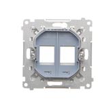 Simon 55 Pokrywa gniazd teleinformatycznych na Keystone płaska podwójna Aluminium mat TKP2.01/143 KONTAKT