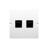 Simon Basic Gniazdo komputerowe RJ45 podwójne kategoria 5e Montaż gniazda na wkręty do puszki biały