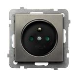 SONATA Gniazdo pojedyncze z uziemieniem z przesłonami torów prądowych - kolor stal inox