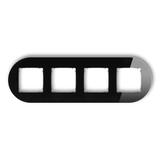 ICON Ramka uniwersalna poczwórna okrągła - efekt szkła (ramka: czarna; spód: grafitowy mat) czarny