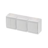 Wyłącznik hermetyczny BETA, potrójny, 2xjednobiegunowy i świecznikowy, IP44, biały*