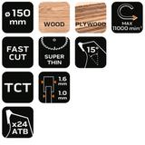 Tarcza do pilarki, widiowa 150 x 10mm, 1.6mm , 24 zęby, Energy+