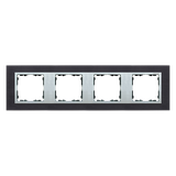 Simon 82 Nature Ramka 4-krotna Nature-metal Inox czarny / pierścień aluminium 82947-38 KONTAKT