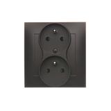 Simon 54 Gniazdo z/u podwójne z f. niezm. faz z przesłonami 16A z. śrubowe. monoblok brąz mat