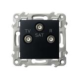 SZAFIR Gniazdo RTV-SAT przelotowe - kolor czarny metalik