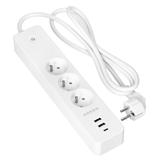 Przedłużacz z 3 gniazdami z uziemieniem i wyłącznikiem 2xUSB Tuya Smart Wi-Fi biały