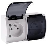 Gniazdo podwójne AQUATIC IP44 biały dymiony 10 szt. OR-OE-7106/WT/10 ORNO