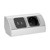 Gniazdo meblowe 1x2P+Z (Schuko), 2xUSB (typ A, 2,1A) OR-AE-1310(GS) ORNO