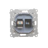Simon 55 Gniazdo komputerowe RJ45 kategoria 5e + telefoniczne RJ12 Aluminium mat T5F.01/143 KONTAKT