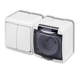 JUNIOR Łącznik świecznikowy z gniazdem pojedynczym z uziemieniem 2P+Z (klapka dymna; bez przesłon) b