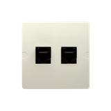 Simon Basic Gniazdo komputerowe RJ45 kat.5e+telefoniczne RJ11 Montaż gniazda na wkręty do puszki beż