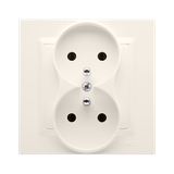 Simon 10 Gniazdo z/u podwójne monoblok 16A z. śrub. krem *Kompletne - nie do ramek
