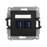 ICON Gniazdo podwójne 2xUSB A-A 3.0 czarny mat 12IGUSB-6 KARLIK