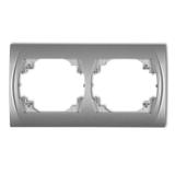 LOGO Ramka pozioma podwójna srebrny metalik